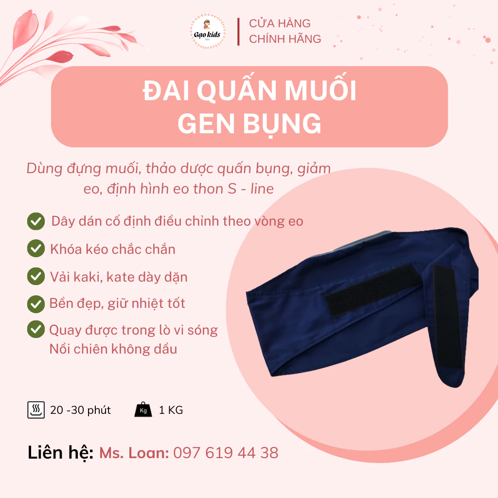 Đai Chườm Bụng, Lưng Eo Gen 3 Trong 1 CÓ MIẾNG DÍNH CHẮC CHẮN QUAY ĐƯỢC LÒ VI SÓNG