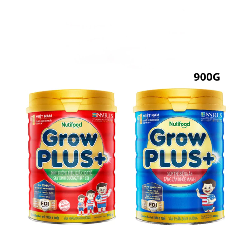 Sữa bột Nuti Grow Plus FDI đỏ, xanh 900g và 1,5kg (mẫu mới)