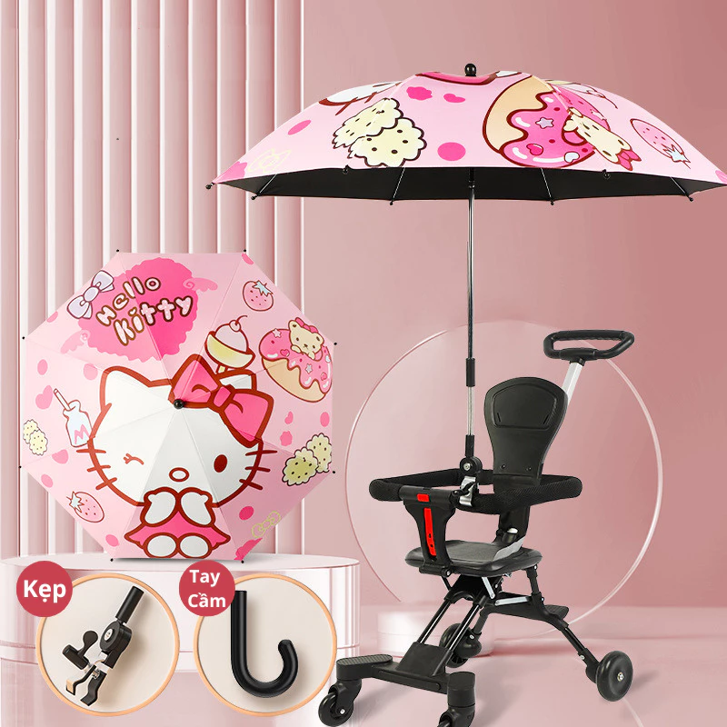 Ô Dù Trẻ Em Gắn Cố Định Xe Đẩy Che Nắng Mưa Gió Cho Con, Ô Dù Gấp Gọn Gắn Vào Xe Đạp Chắc Chắn