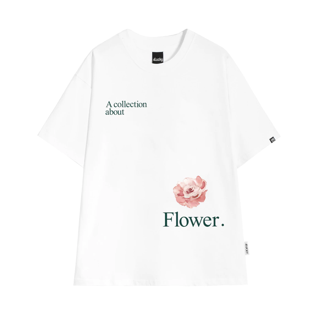 Áo Phông Rộng Nam Nữ 4Lucky 6052 TRẮNG - Tay Lỡ Form Rộng Oversize Streetwear