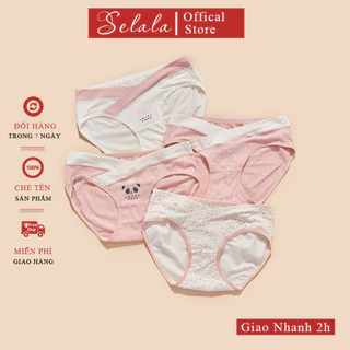 COMBO 4 Quần Lót Bầu Selala Cotton Co Giãn 4 Chiều Thoáng Mát Mềm Mại Cho Mẹ Bầu Thoải Mái QB01