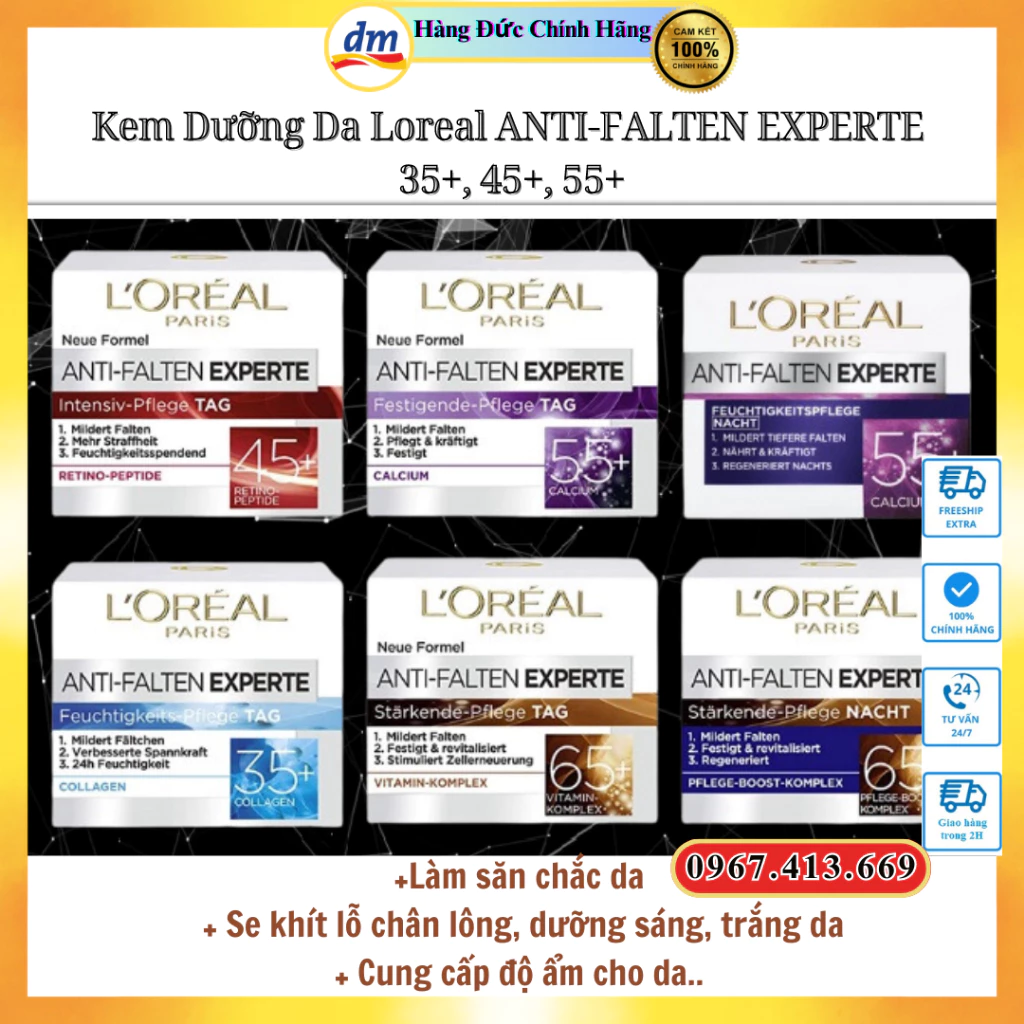 Kem Dưỡng Da Loreal ANTI-FALTEN EXPERTE 35+, 45+, 55+