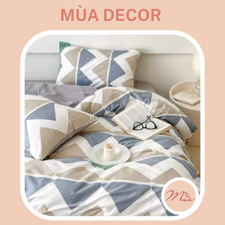 Bộ vỏ chăn ga và vỏ gối cotton living cao cấp Mùa Decor - Họa tiết kẻ sóng tam giác phong cách basic