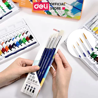 [HỌA CỤ DELI] Bộ Cọ Vẽ Màu Nước Màu Bột Acrylic Gouache Chuyên Nghiệp Finenolo Set 6 Cọ Vẽ Tranh Tô Màu Phác Hoạ Cụ