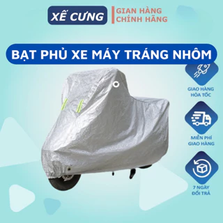 Bạt phủ xe máy loại dày áo trùm phủ bọc che nắng mưa xe máy các dòng phân khúc từ nhỏ tới lớn vải tráng nhôm cao cấp