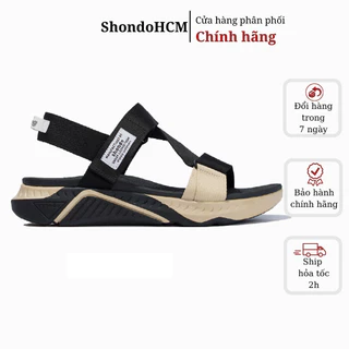 Giày Shondo nam nữ sandals F7 racing đen be F7R1125