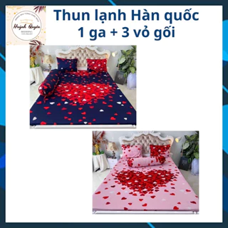 BỘ DRAP GA THUN MẪU TIM MỚI