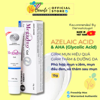 Megaduo Gel giảm mụn, giảm thâm, dưỡng da - Megaduo Azelaic acid & Glycolic acid (AHA) Gel 15g