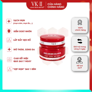 Kem dưỡng da giảm mụn thâm mờ sẹo VK-II Love Skin White Face Cream Collagen 10g