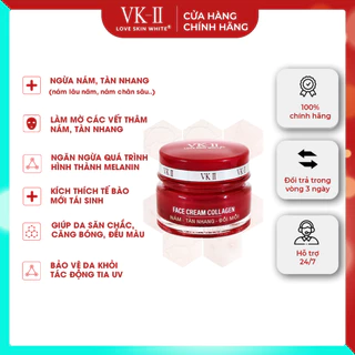 Kem dưỡng da, mờ nám, tàn nhang, đồi mồi VK II Love Skin White Face Cream Collagen 10g