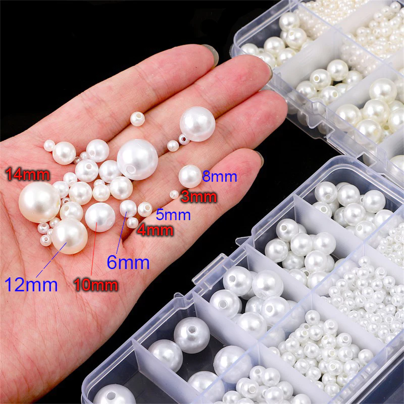 MÀU NGÀ 20 đến 200 hạt trai ABS xỏ lỗ đính cườm 3mm đến 12mm nguyên liệu làm trang sức NL0132