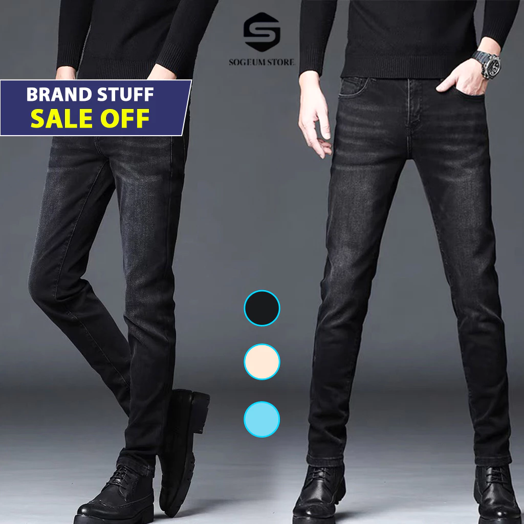 Quần Jean Skinny Nam Wash thời trang Siêu Co Giãn Màu Xám đen, Quần Bò Jeans Cao Cấp Nam Sogeum B30