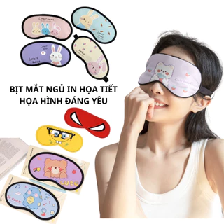 Đồ bịt mắt khi ngủ in họa tiết hoạt hình thỏ gấu dễ thương cute dùng trong văn phòng, du lịch, đi xe, tàu máy bay