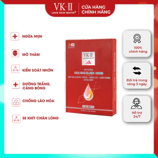 Mặt nạ nâng cơ, tái tạo Nhân sâm VK II Love Skin White Facial Mask Collagen Ginseng hộp 6 miếng