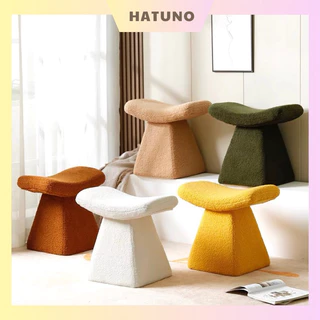 [Order] Ghế Đôn Bàn Trang Điểm, Ghế Sofa Lông Cừu Kiểu Cong Êm Ái, Ghế Đôn Đeo Giày Decor Nhà Cửa - Hatuno Order