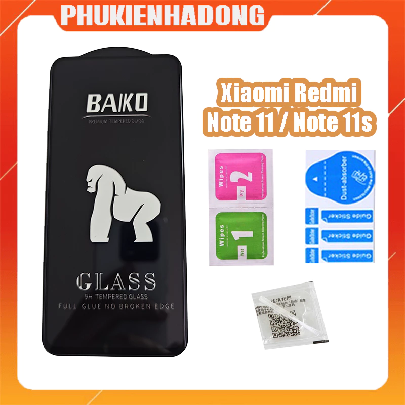 Kính cường lực 9H full màn hình Baiko Xiaomi Redmi Note 11, Note 11s