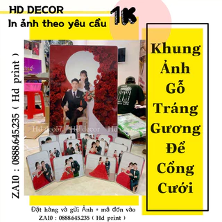 Khung ảnh gỗ tráng gương pha lê khổ lớn để cổng cưới 50x75cm , 60x90cm