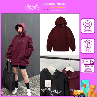 Áo Hoodie Myy Ann Boutique - Áo Hoodie In Chữ Sine 2023 Cúc Bấm Nỉ Bông Form Rộng Unisex Dễ Dàng Phối Đồ Cho Bạn