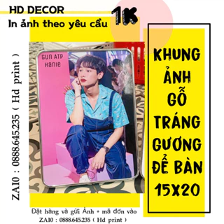 Khung ảnh gỗ tráng gương bo viền cỡ 15x21cm in theo yêu cầu