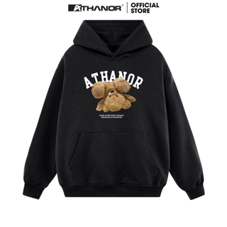 Áo hoodie ATHANOR local brand form rộng tay bồng chất nỉ bông cotton premium mẫu GẤU NGƯỢC
