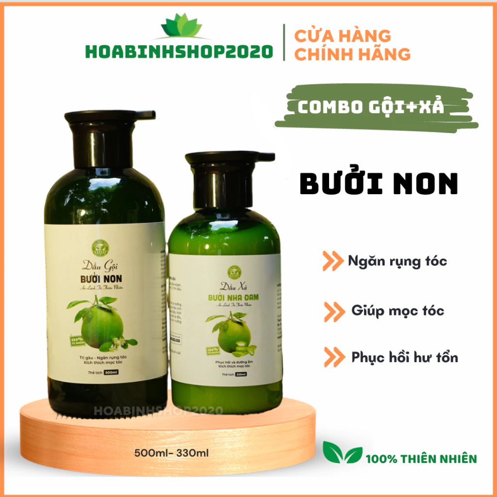 [CHÍNH HÃNG] COMBO Dầu gội bưởi non/ dầu xả bưởi nha đam handmade giúp tóc mọc tóc, giảm gàu, nấm, ngứa