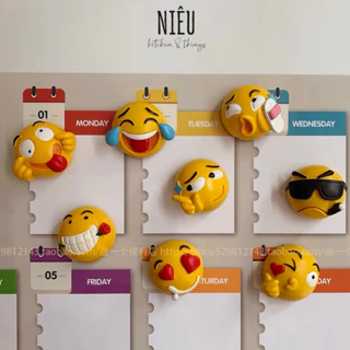 Nam châm dán tủ lạnh BepNieu trang trí hít dính hình mặt cười emoji