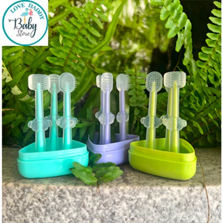 [ Combo 3 Món ] Set Rơ Lưỡi Và Bàn Chải Đánh Răng Bằng Silicone Cho Bé Từ 0 - 18 Tháng Tuổi