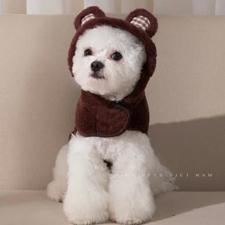 Áo Nỉ Hoodie Gấu Cho Chó Mèo Mặc Ấm Áp Có Túi Quần Áo Cho Thú Cưng Cao Cấp Hàn Quốc Hiha Pets.