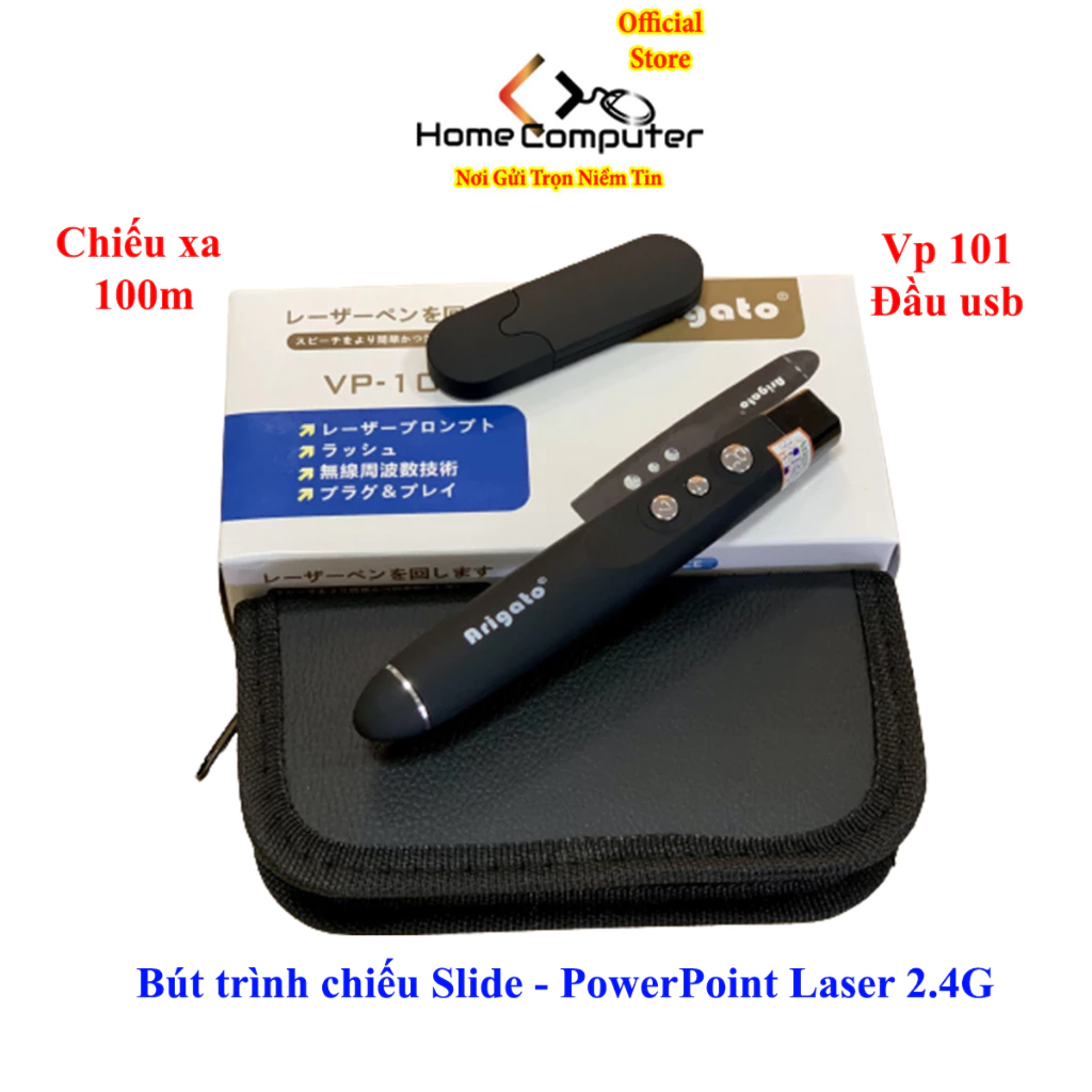 Bút trình chiếu laser thuyết trình Arigato VP101 chính hãng, tặng kèm bao da