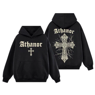 Áo Hoodie Athanor Chữ Thập Mũ Trùm Form Rộng Chất Liệu Ni Bông Cao Cấp