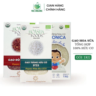 Tổng hợp gạo hữu cơ Hoa Sữa 1kg  gạo ST25, gạo lứt đen,gạo ăn dặm giàu dinh dưỡng cho sức khỏe tốt