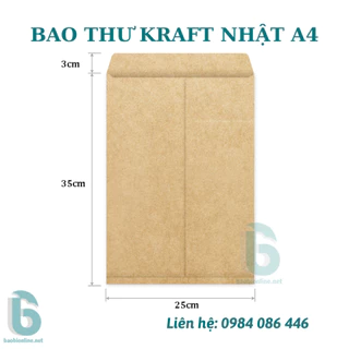 [BAO THƯ] 1 BAO THƯ GIẤY KRAFT NHẬT A4 NẮP NGANG | BAO THƯ GIẤY KRAFT ĐỰNG HỒ SƠ - BAOBIONLINE