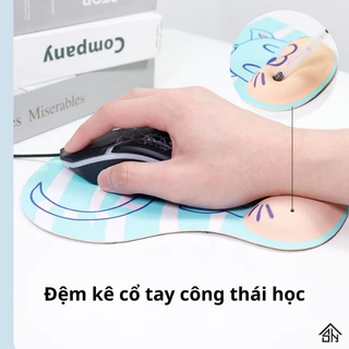 Lót chuột bàn di chuột có đệm đỡ cổ tay chất liệu cao su đàn hồi êm ái chống trơn trượt nhiều hình anime ngộ nghĩnh