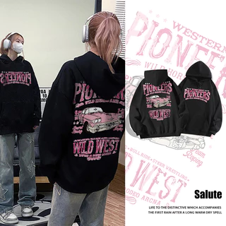 Áo nỉ Đen có mũ nữ thời trang local brand unisex Salute Hoodie Hàn Quốc cho vintage girl phố