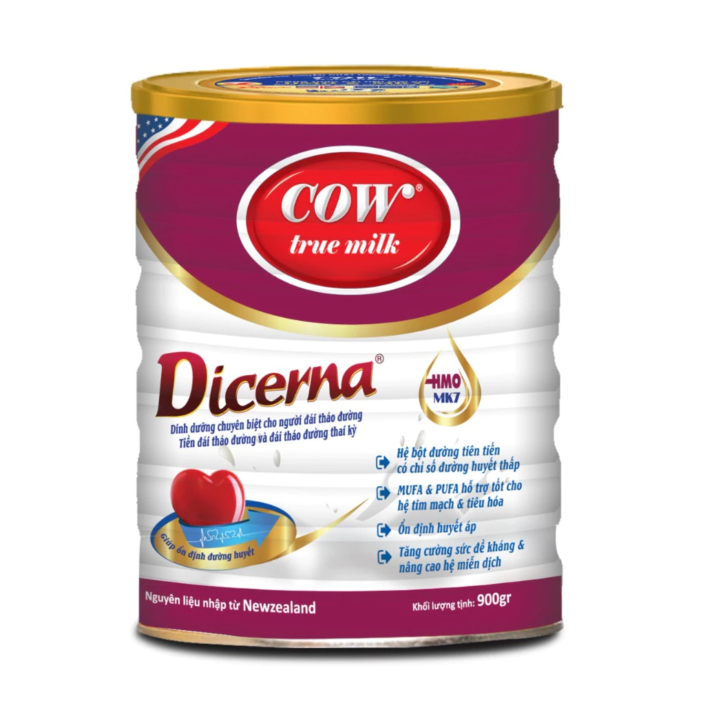 Sữa Cow True Milk Dicerna 900g - Dành Cho Người Tiểu Đường, Giúp Ổn Định Đường Huyết, Tốt Cho Hệ Tim Mạch