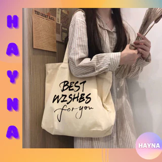 Túi Tote Vải Canvas Phong Cách Hàn quốc, có khóa miệng, ngăn phụ bên trong tiện lợi thời trang ulzzang M158