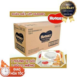 Thùng 12 gói Khăn ướt Huggies không mùi (80 miếng/gói)