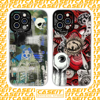 Ốp lưng iphone cạnh vuông Caseit Skull đỏ mắt đỏ aesthetic 8/8plus/x/xs/11/12/13/14/pro/max/plus/promax