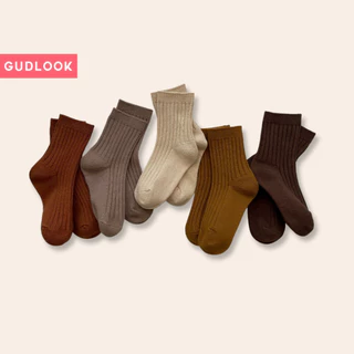 Tất Trẻ Em Gân Tăm GUDLOOK Cổ Cao Cho Bé Từ 1-12 tuổi 5 Màu sắc