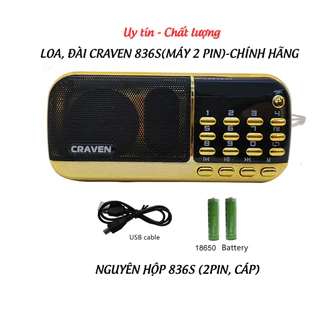 Loa Đa Năng Craven CR-836s Có Anten Hỗ Trợ FM/Thẻ Nhớ/USB/Tai Nghe - Pin Khủng 4400mAh (Đen đỏ)