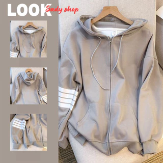 Áo hoodie nam nữ Sady Shop ANI03 áo khoác nỉ unisex form rộng hàng quảng châu kẻ ngang tay