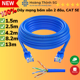 Dây cáp mạng LAN CAT5E bấm sẵn 2 đầu, 1.5m-3m-5m-10m chuẩn RJ45 kết nối mạng internet cho Máy tính - Laptop