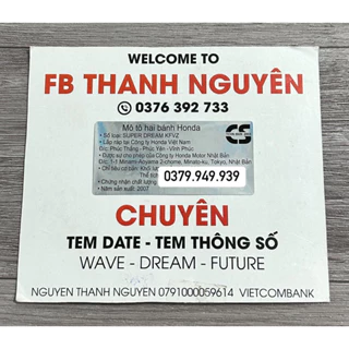 Tem thông số năm sản xuất xe Super dream 2007 limited ( chuẩn zin )