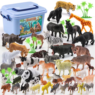 Bộ đồ chơi mô hình động vật 58 chi tiết thú rừng hoang dã nhựa an toàn giúp bé nhận biết thế giới động vật