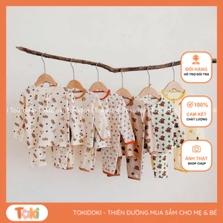 Bộ đồ ngủ homewear chất liệu cotton waffle cao cấp cho bé 3-7kg