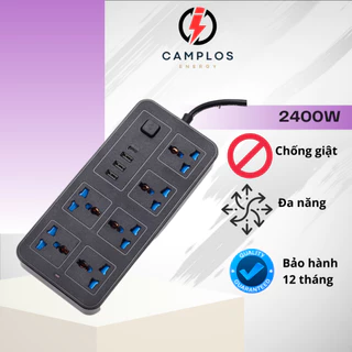 Ổ điện đa năng thông minh ổ cắm điện có cổng USB và type C sạc nhanh công suất 2400W