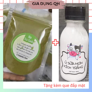 Combo ủ trắng sữa non 100ml + 100gr bột trà xanh nguyên chất 100% Tặng Kèm Que