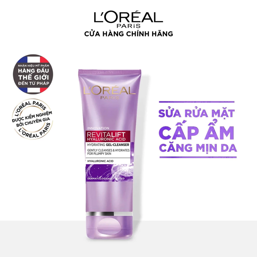 Sữa Rửa Mặt Cấp Ẩm L'Oreal Paris Revitalift Hyaluronic Acid Hydrating Gel-Cleanser (100ml)