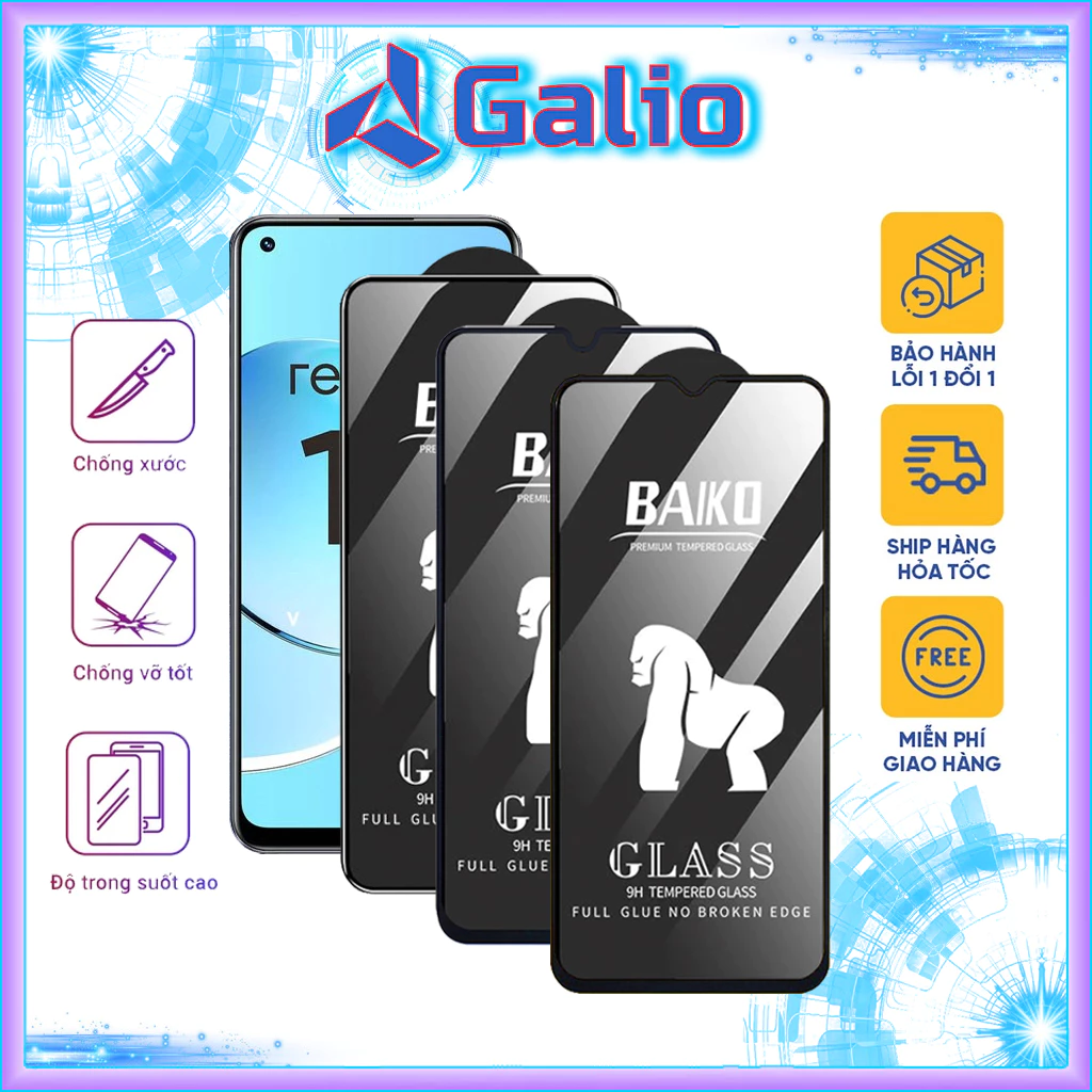 Cường lực Realme 9 Pro 9i 8i 5 5i 5s 2 Pro Q5 Pro Q3 Pro Q 6 Pro 6s 6i 7i 7 Pro 8 Pro GT 2 Pro Neo 2T Flash [Baiko]