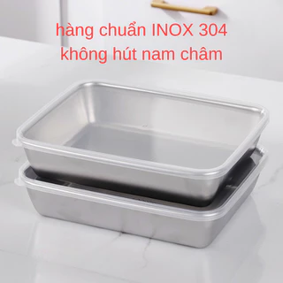 ❣️FREESHIP❣️ HỘP ĐỰNG THỨC ĂN BẰNG INOX 304 KHÔNG HÚT NAM CHÂM CÓ LẮP ĐẬY. KHAY INOX 304 ĐỰNG THỰC PHẨM CAO CẤP CHỐNG RỈ